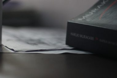 a close up of a book on a table